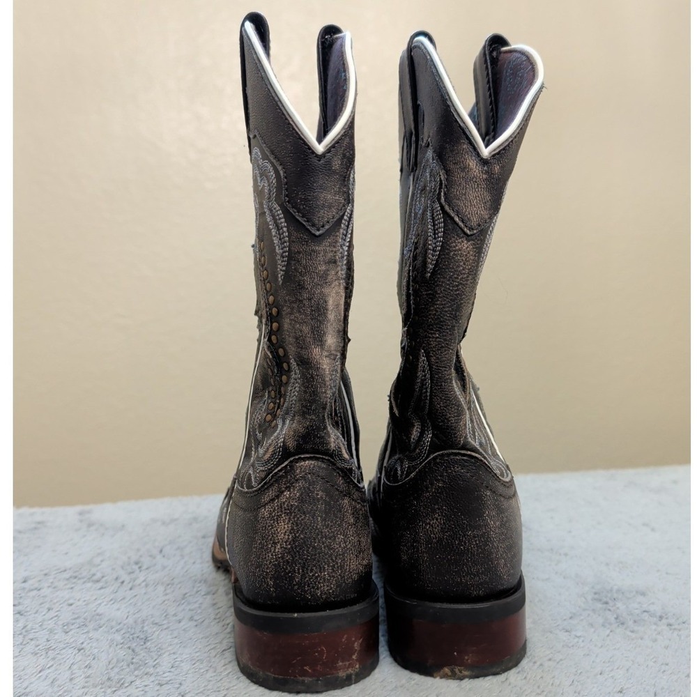 Laredo Women's Spellbound Goat Skin Boots Size 9.5 Square Toe Distressed Black - Picture 4 of 9